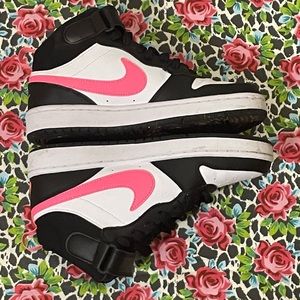 Nike Mid Black White and Sunset Pink